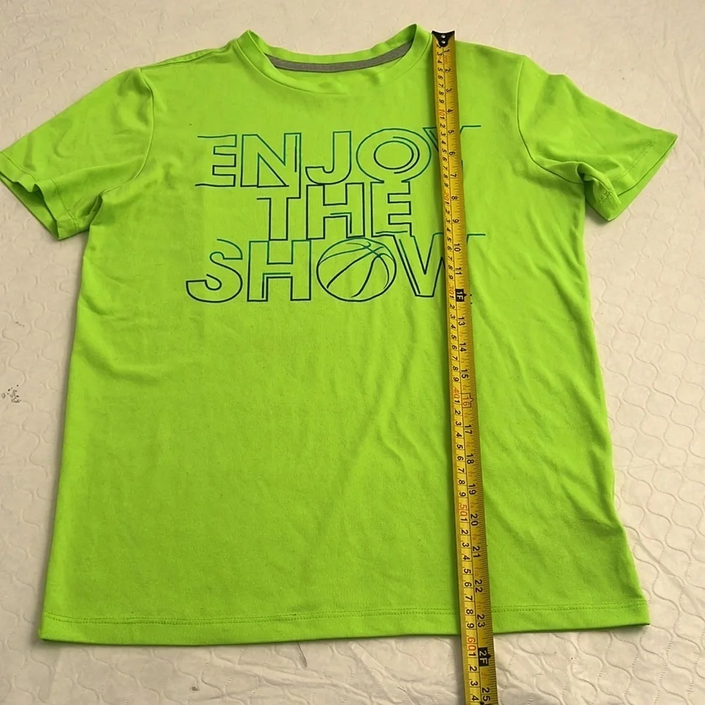 Old Navy neon green blue gradient logo performance short sleeve t-shirt